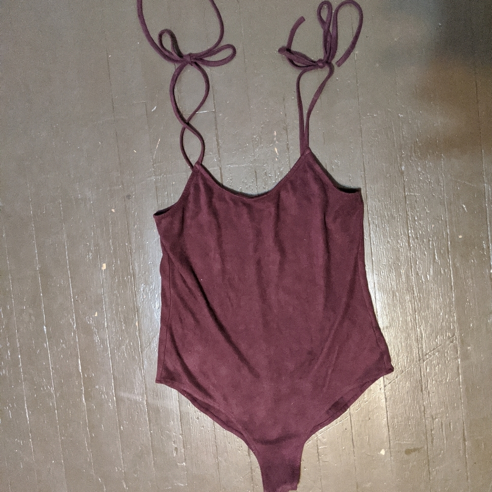 Suede one piece leotard